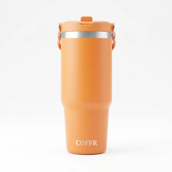 nestcase Stainless Steel Tumbler with Lid & Straw – 890 ml, Orange - image 1