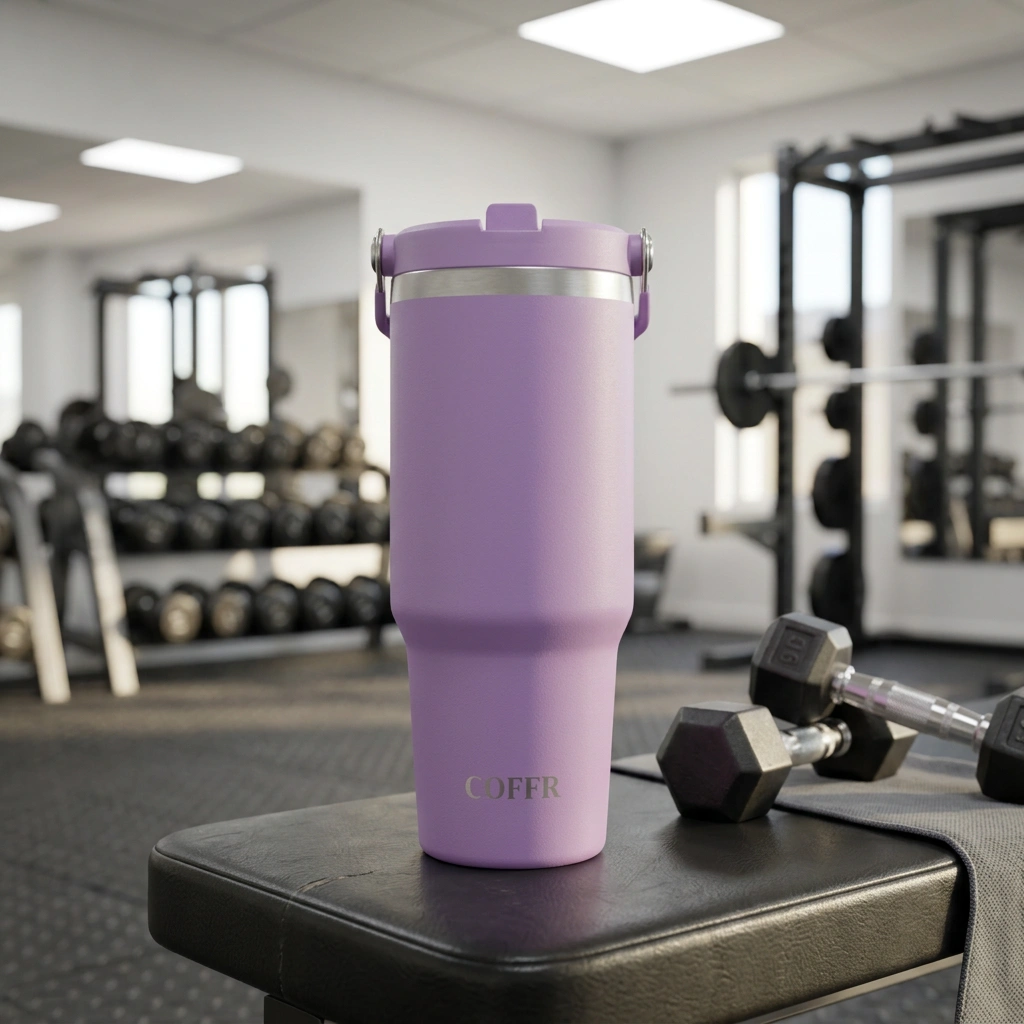 nestcase Stainless Steel Tumbler with Lid & Straw – 890 ml, Purple  - image 2