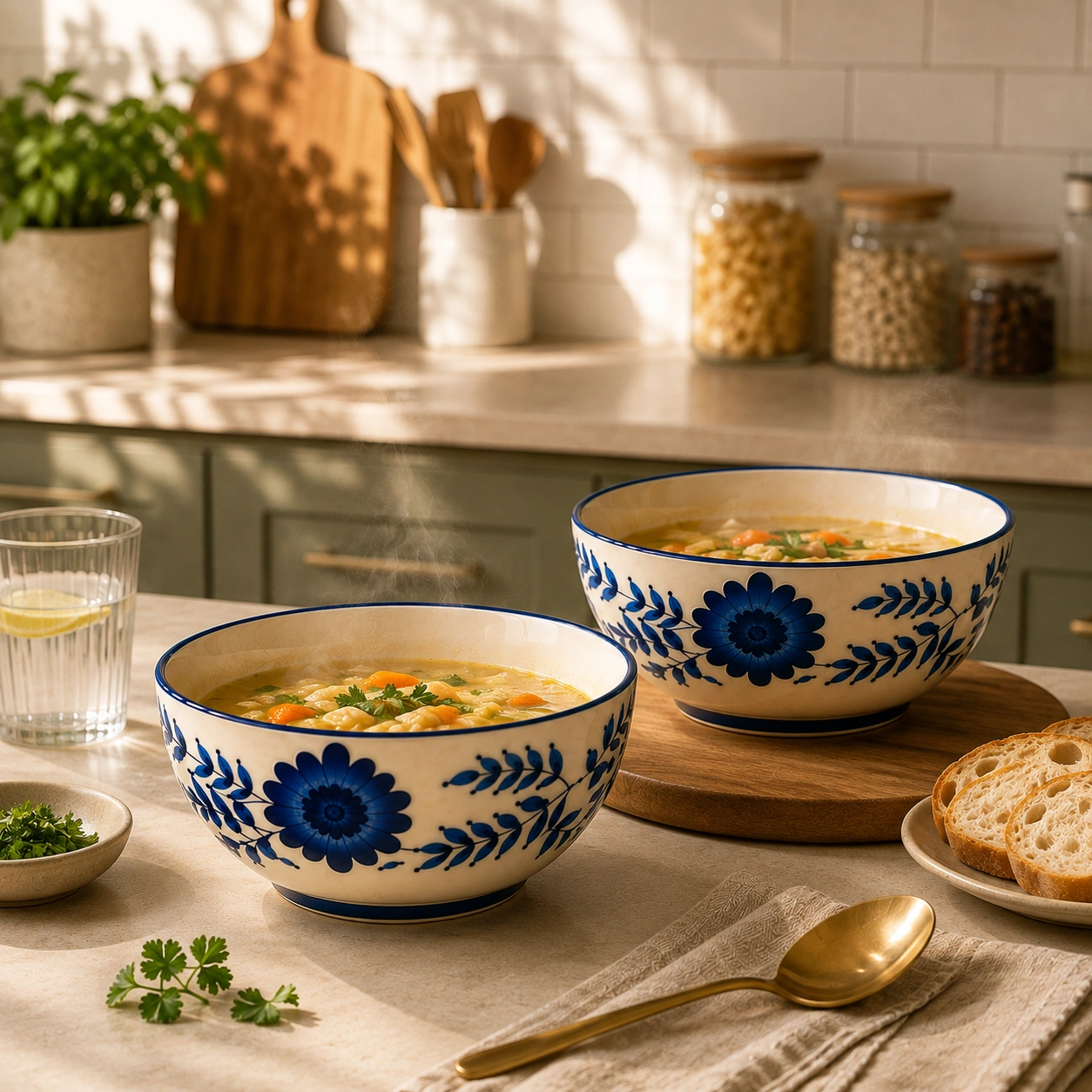 nestcase Ceramic Serving Bowls Set of 2 – Floral Blue - image 5