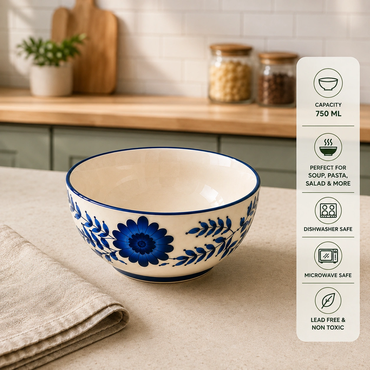 nestcase Ceramic Serving Bowls Set of 2 – Floral Blue - image 4
