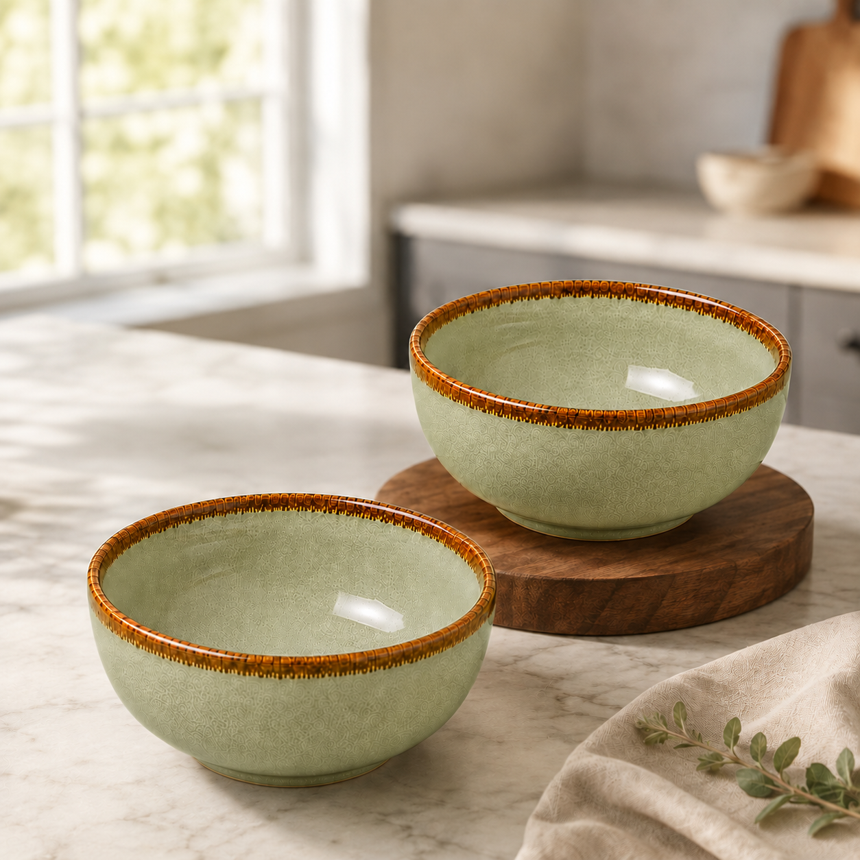 nestcase Ceramic Serving Bowls Set of 2 – Sage Green - image 1
