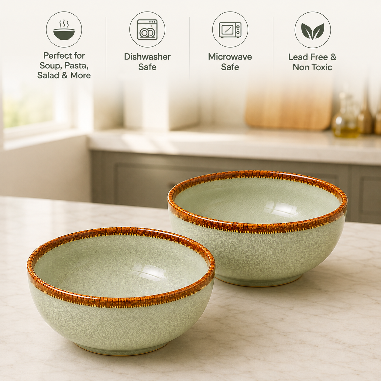 nestcase Ceramic Serving Bowls Set of 2 – Sage Green - image 4