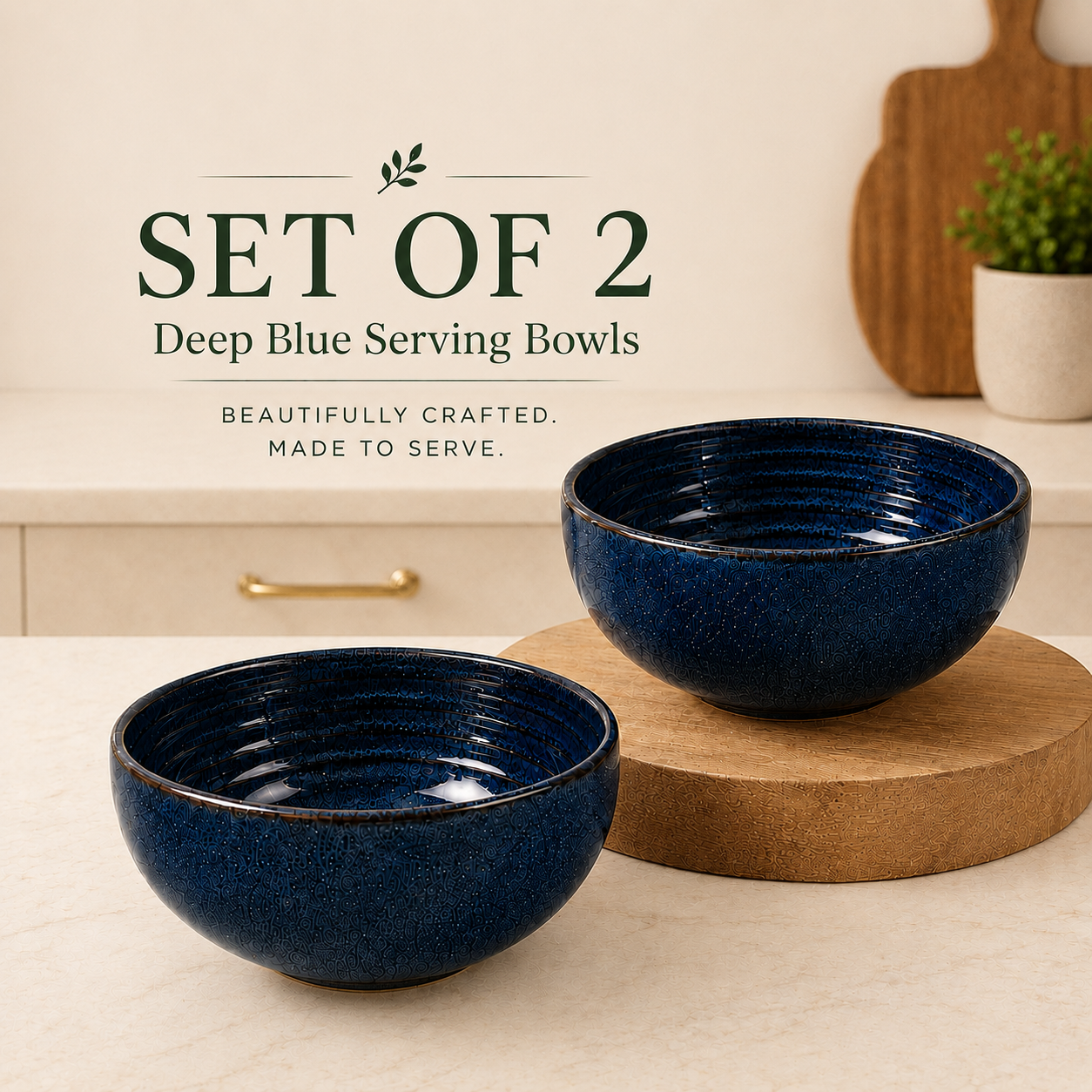 nestcase Ceramic Serving Bowls Set of 2 – Blue - image 2