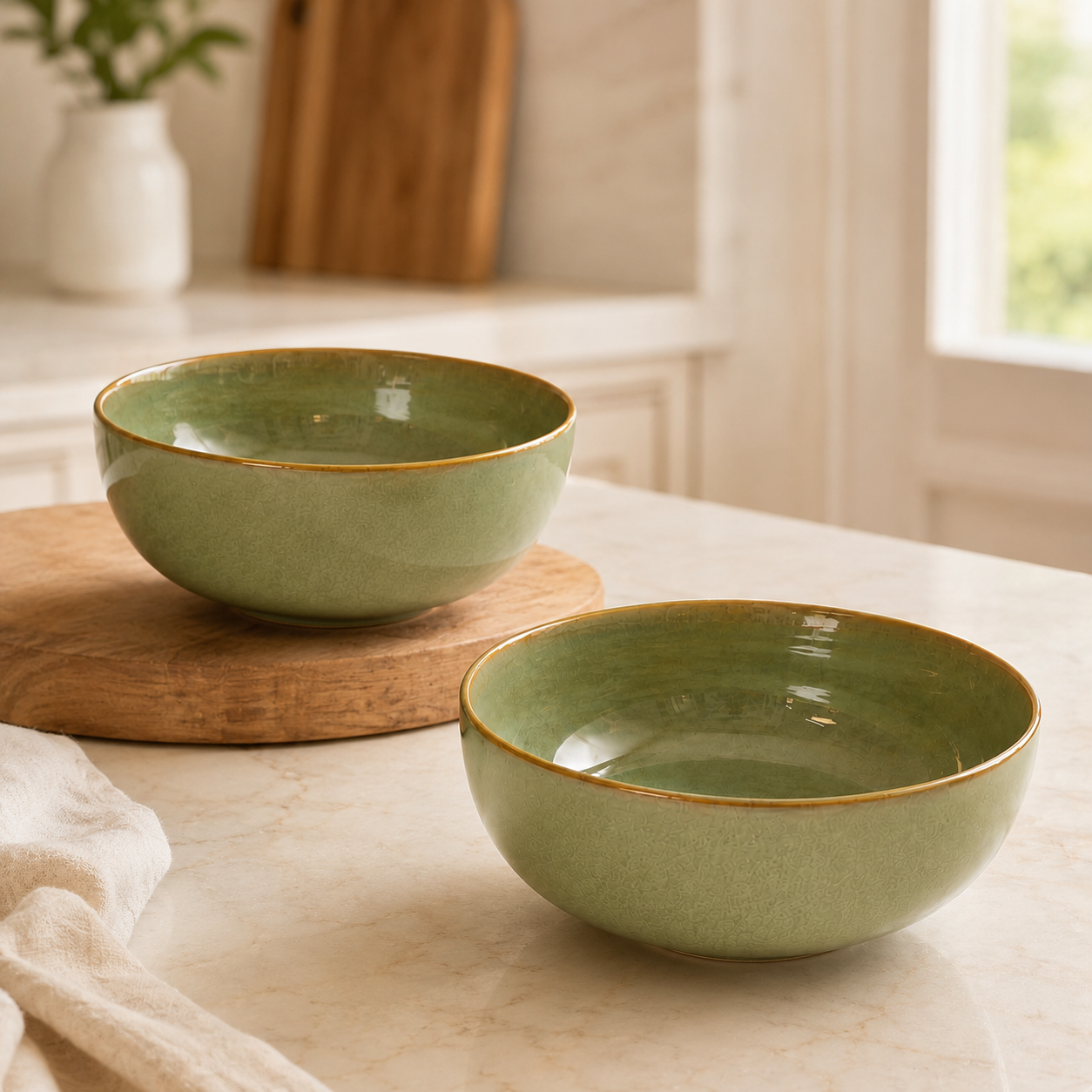 nestcase Ceramic Serving Bowls Set of 2 – Olive Green - image 1