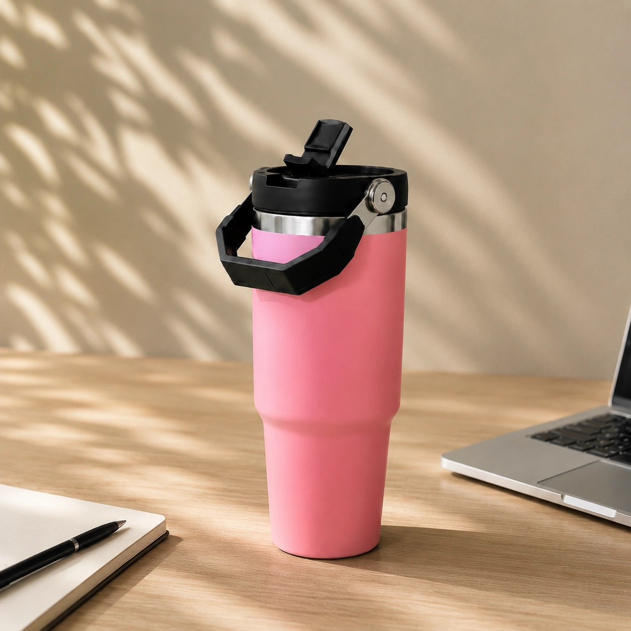 nestcase Stainless Steel Tumbler with Lid & Straw – 900 ml, Pink - image 1