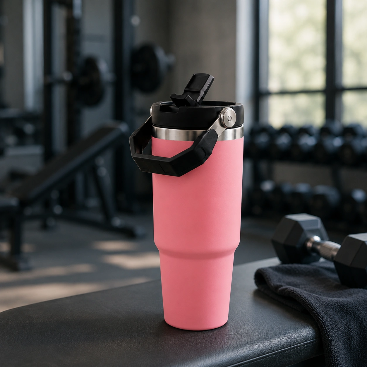 nestcase Stainless Steel Tumbler with Lid & Straw – 900 ml, Pink - image 4