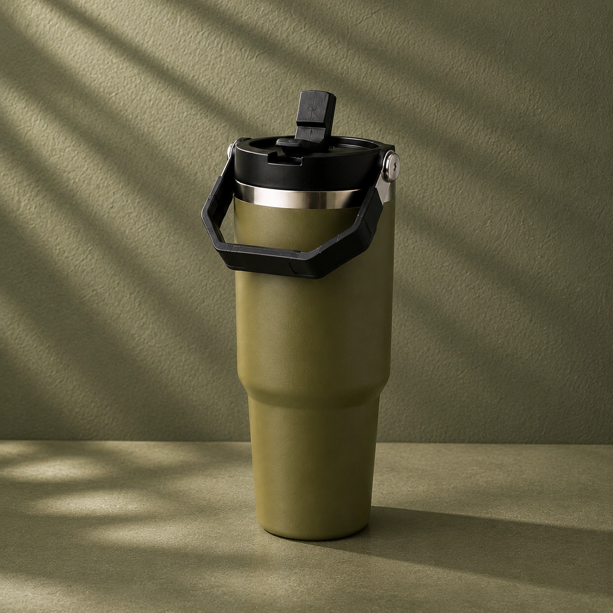 nestcase Stainless Steel Tumbler with Lid & Straw – 900 ml, Olive Green - image 1