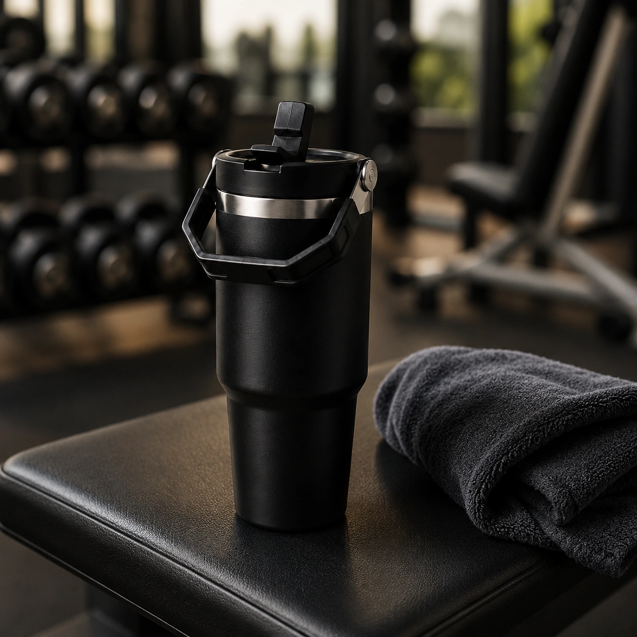 nestcase Stainless Steel Tumbler with Lid & Straw – 900 ml, Black - image 5