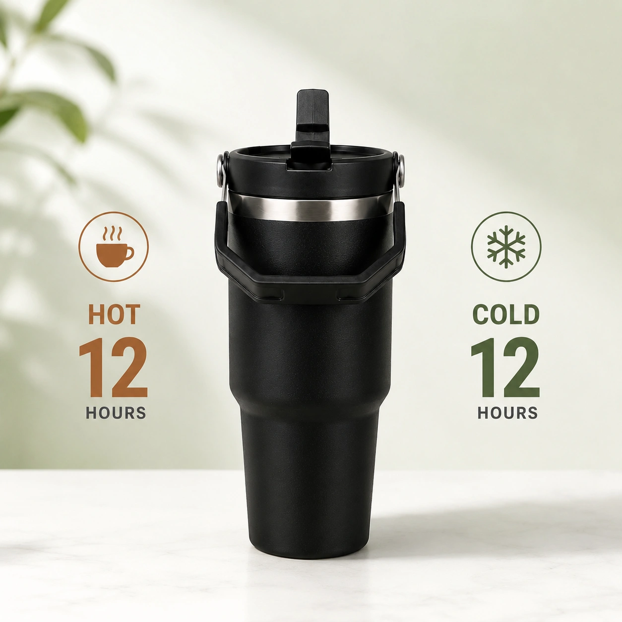 nestcase Stainless Steel Tumbler with Lid & Straw – 900 ml, Black - image 2