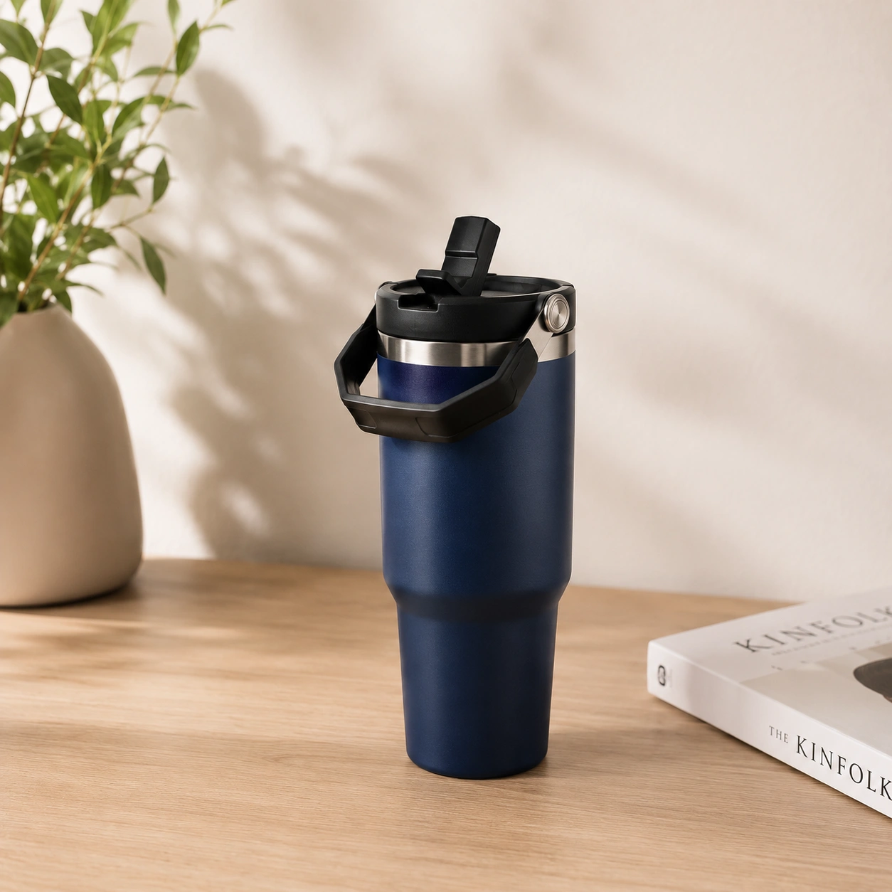 nestcase Stainless Steel Tumbler with Lid & Straw – 900 ml, Midnight Blue - image 1