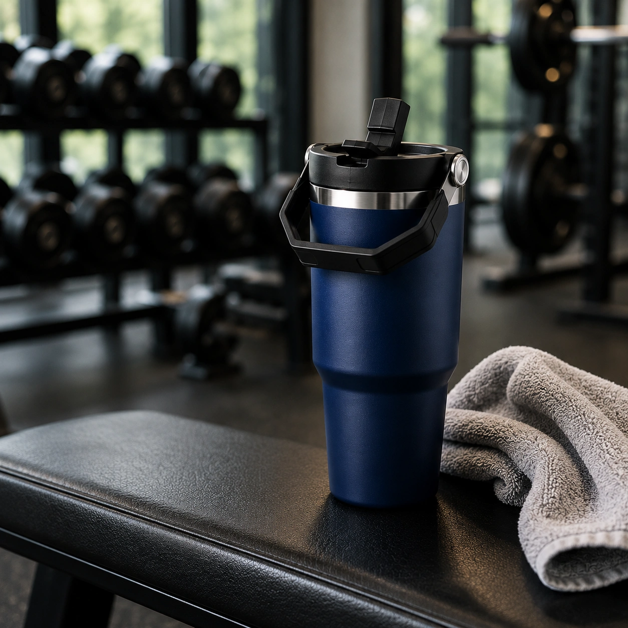 nestcase Stainless Steel Tumbler with Lid & Straw – 900 ml, Midnight Blue - image 5