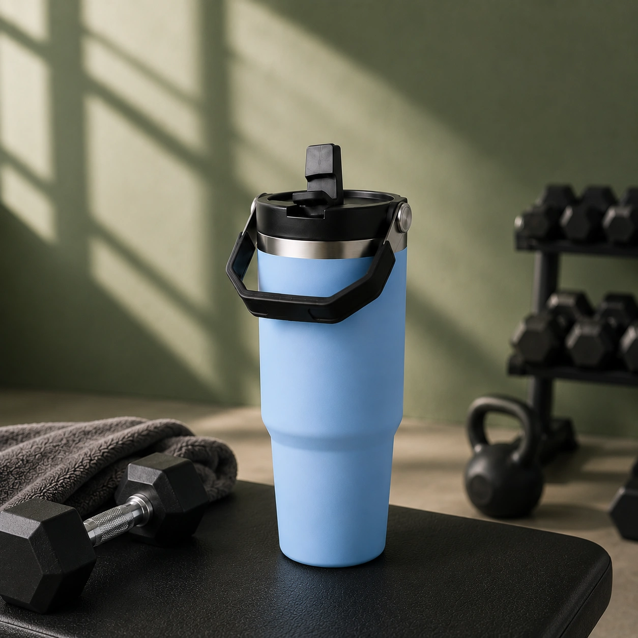 nestcase Stainless Steel Tumbler with Lid & Straw – 900 ml, Blue - image 5