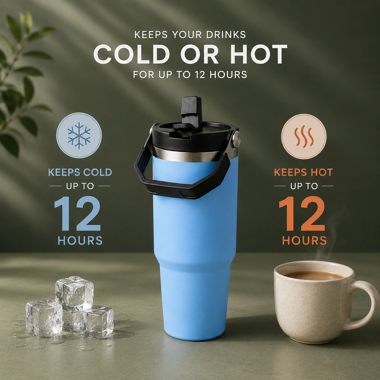 nestcase Stainless Steel Tumbler with Lid & Straw – 900 ml, Blue - image 2
