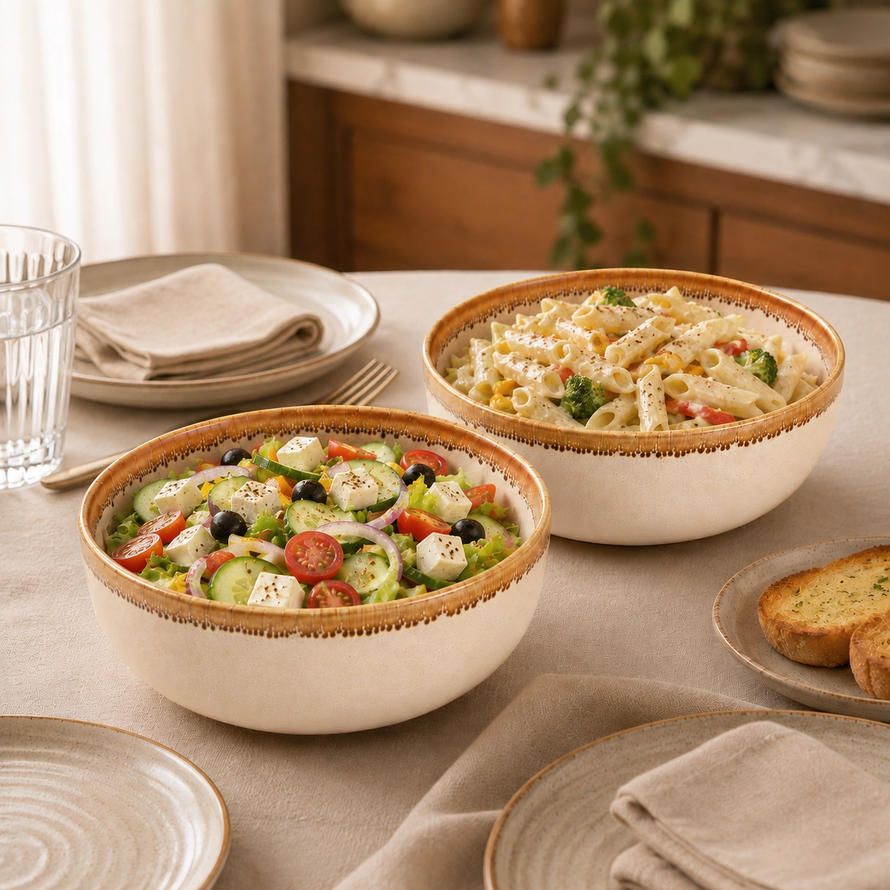 nestcase Premium Porcelain Serving Bowl Set of 2 | 750 ml Beige Brown - image 3