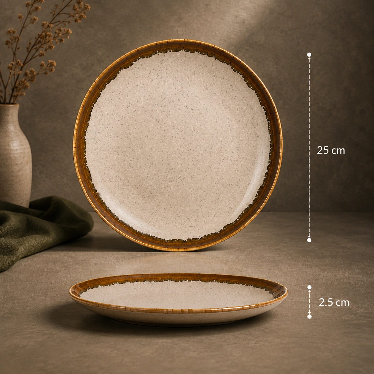 nestcase Porcelain Dinner Plates Set of 6 | Beige Brown Reactive Glaze - image 4