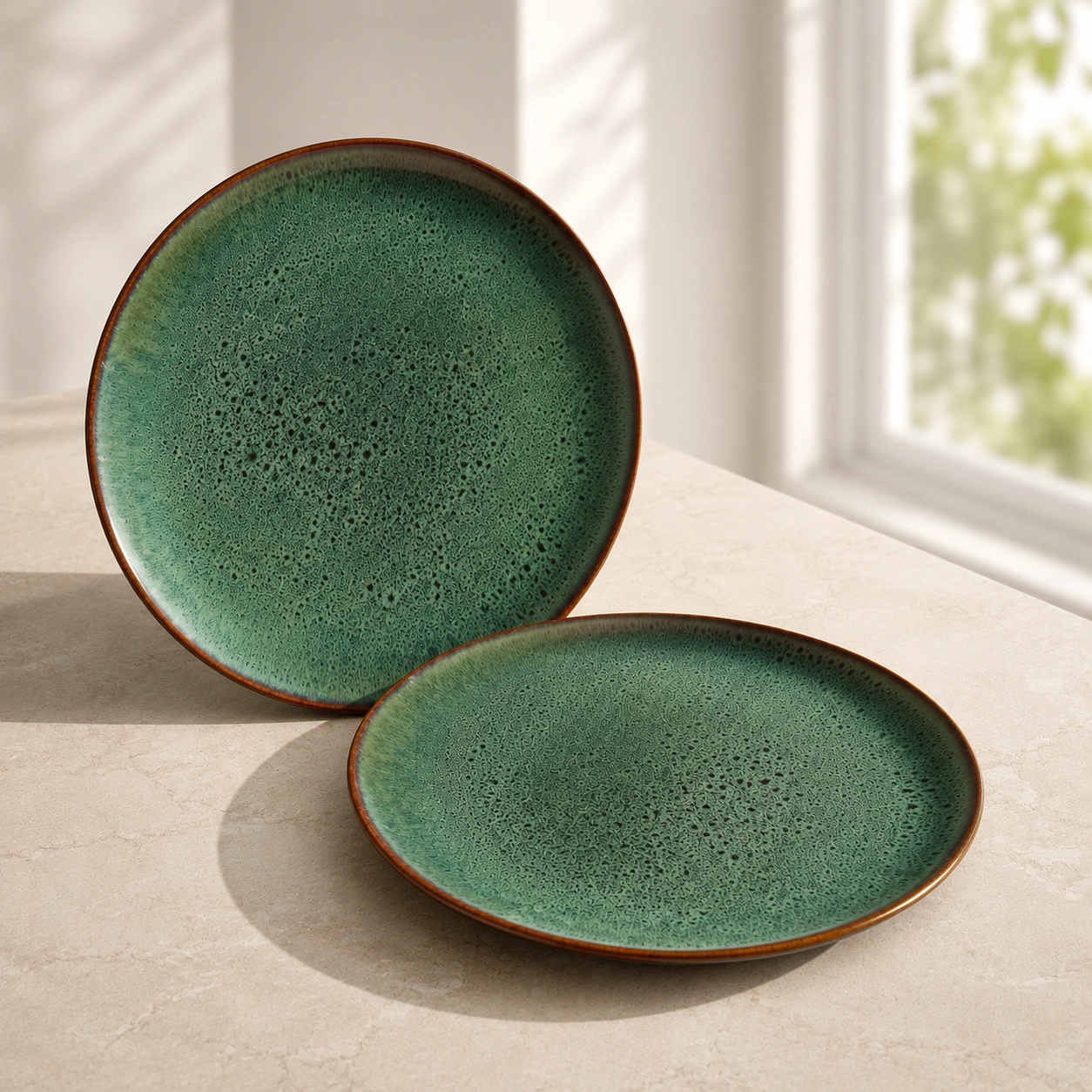 nestcase Ceramic Dinner Plates Set of 2 - Speckled Green - image 1