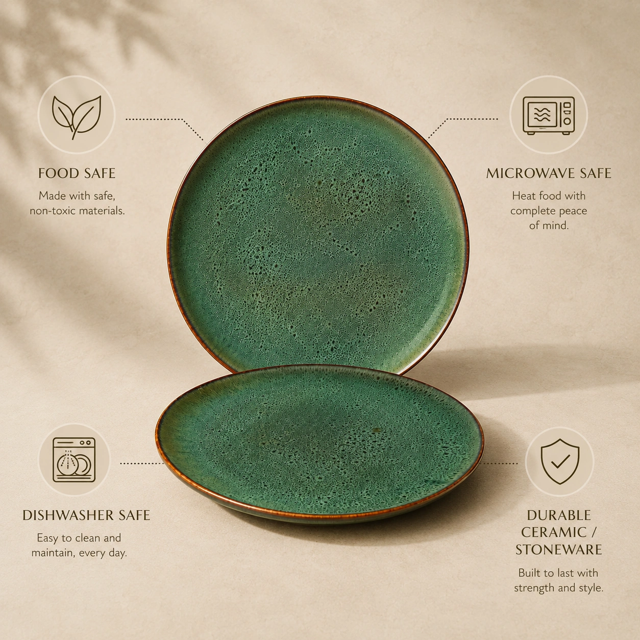 nestcase Ceramic Dinner Plates Set of 2 - Speckled Green - image 5