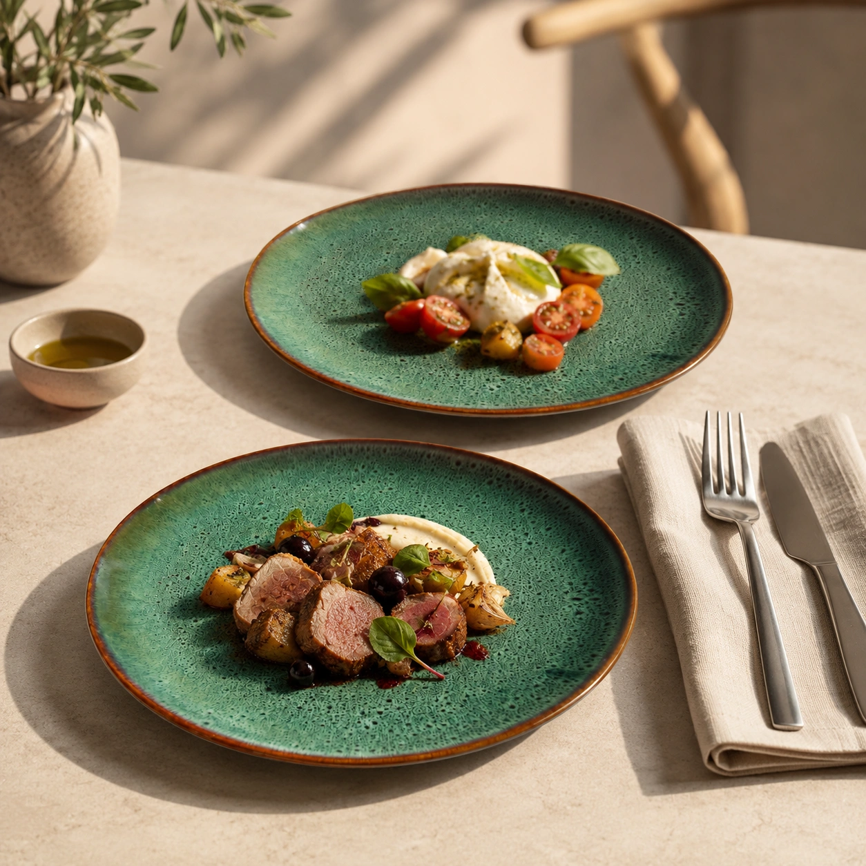 nestcase Ceramic Dinner Plates Set of 2 - Speckled Green - image 3