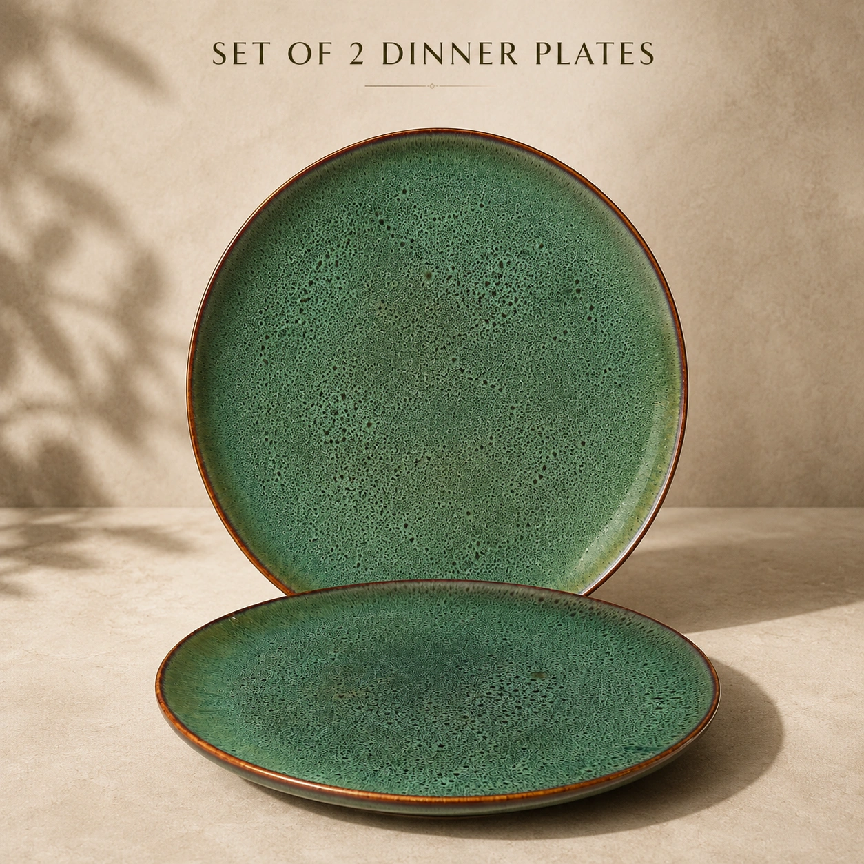 nestcase Ceramic Dinner Plates Set of 2 - Speckled Green - image 2
