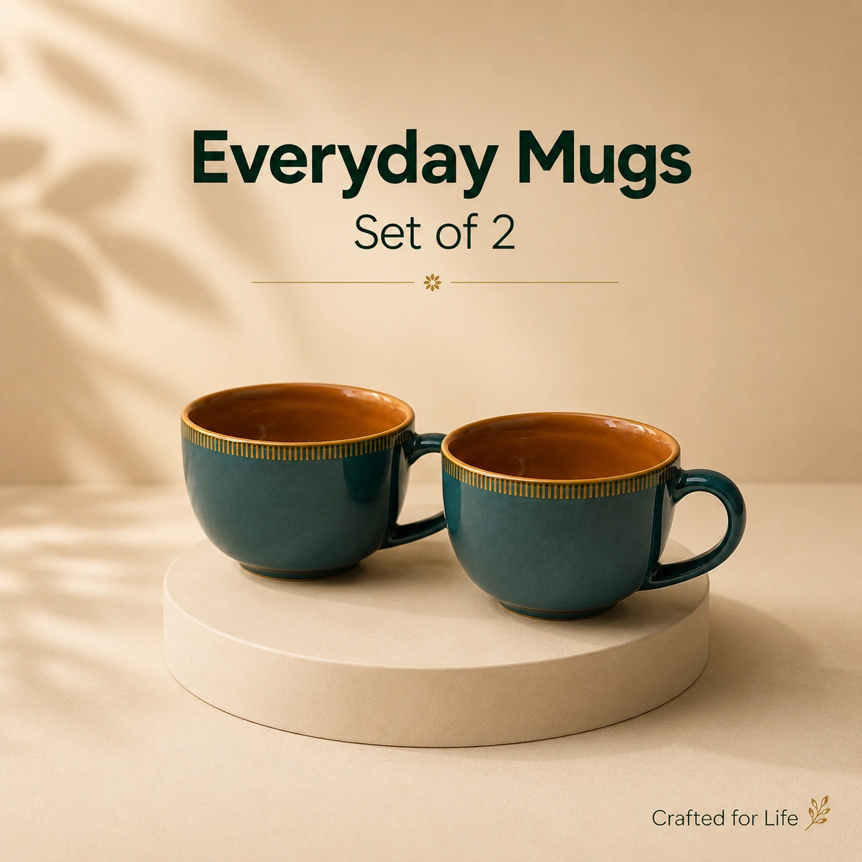 nestcase Ceramic Tea & Coffee Cups Set of 2 – Teal & Brown - image 4