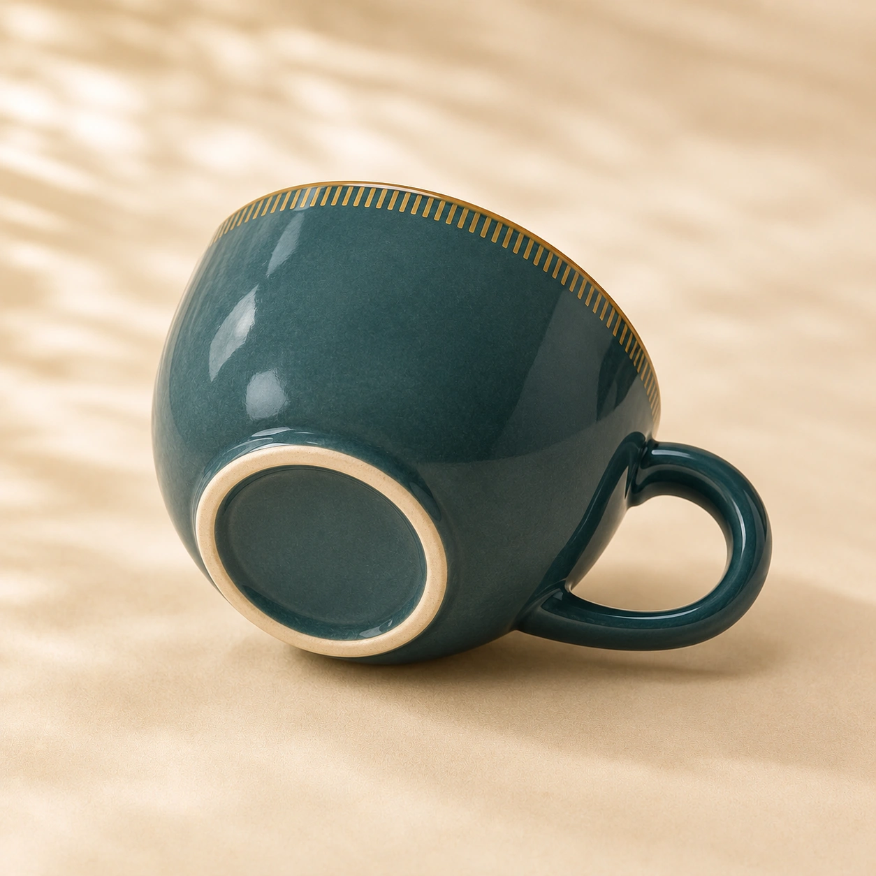 nestcase Ceramic Tea & Coffee Cups Set of 2 – Teal & Brown - image 3