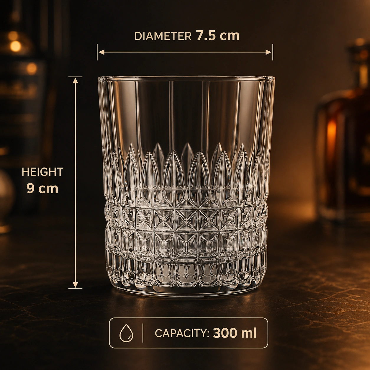 nestcase Whisky Glasses Set of 6, 300 ml | Textured Clear Glasses - image 4