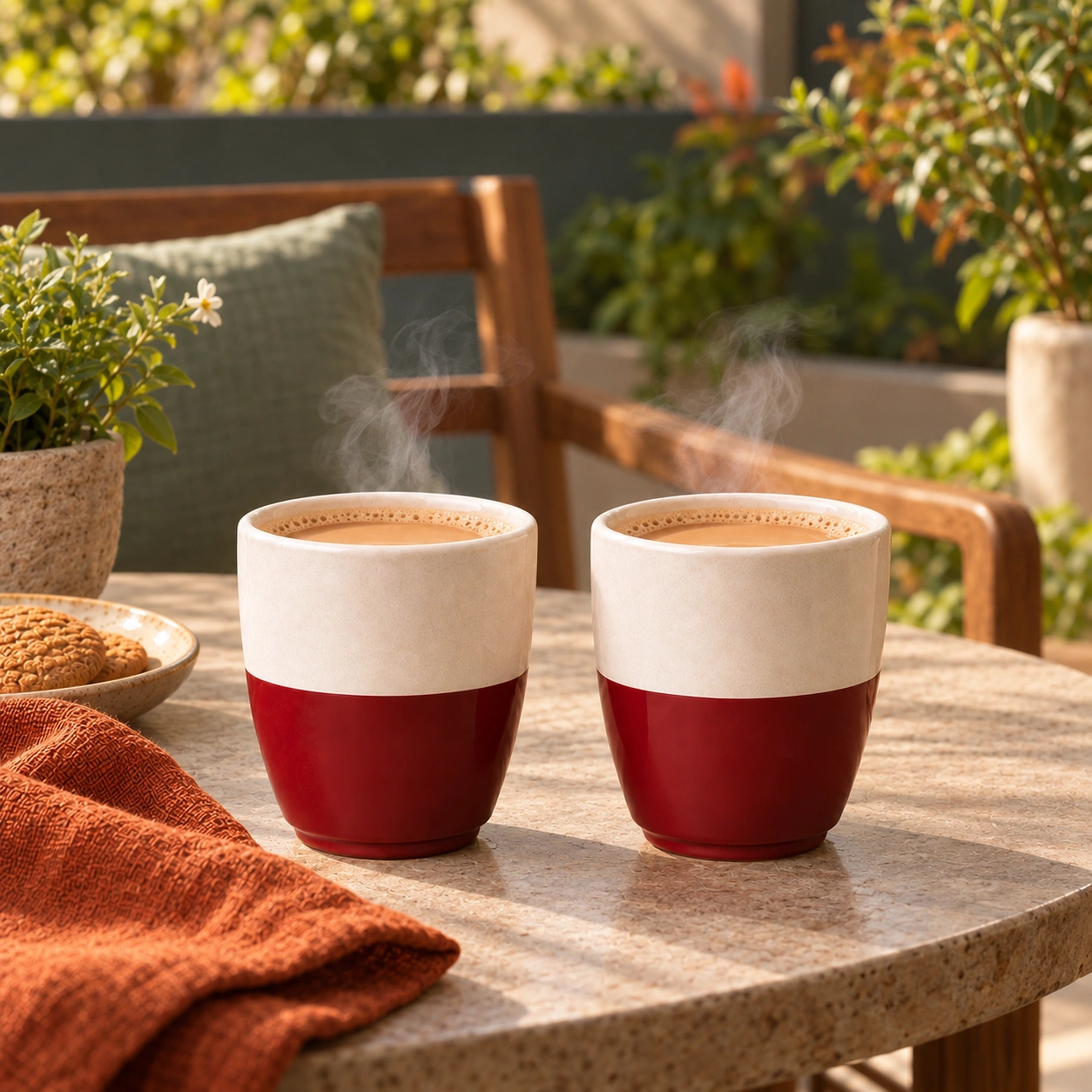 nestcase Ceramic Chai Kulhads Set of 2 – Red & White - image 1