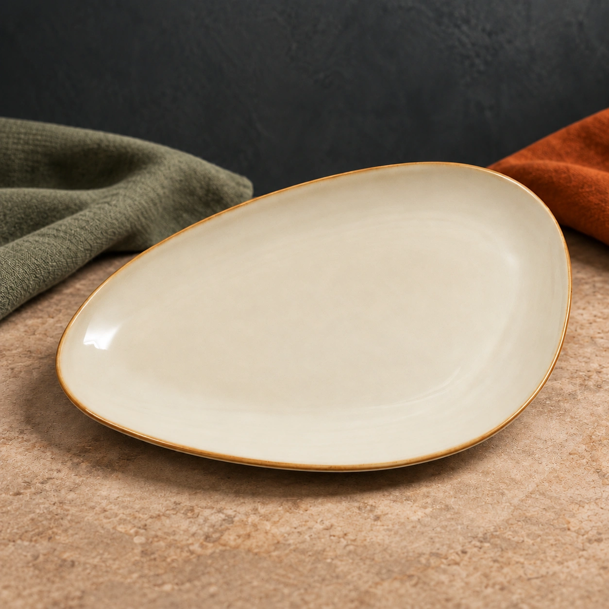 nestcase Large Ceramic Oval Serving Platter – Beige - image 1