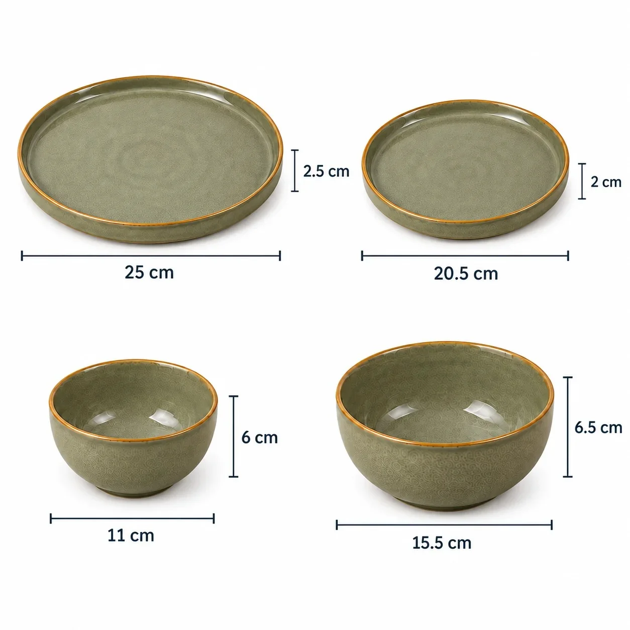 nestcase Stoneware Dinner Set of 20 Pieces – Olive Green - image 3