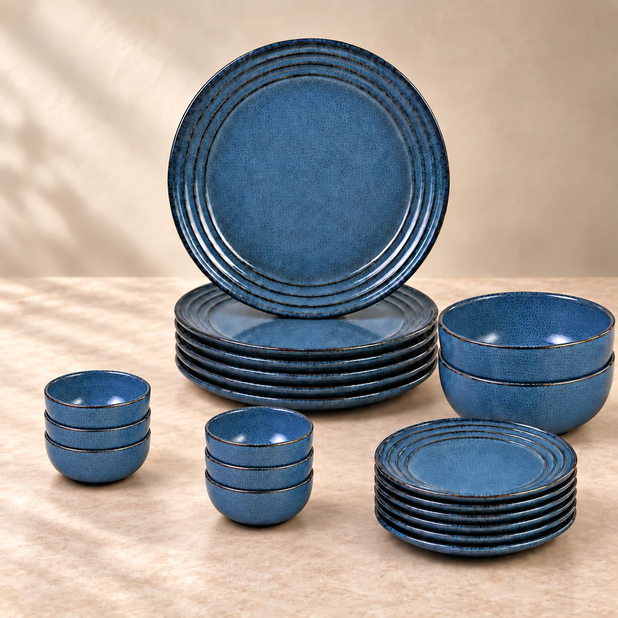nestcase Stoneware Dinner Set of 20 Pieces – Blue - image 1