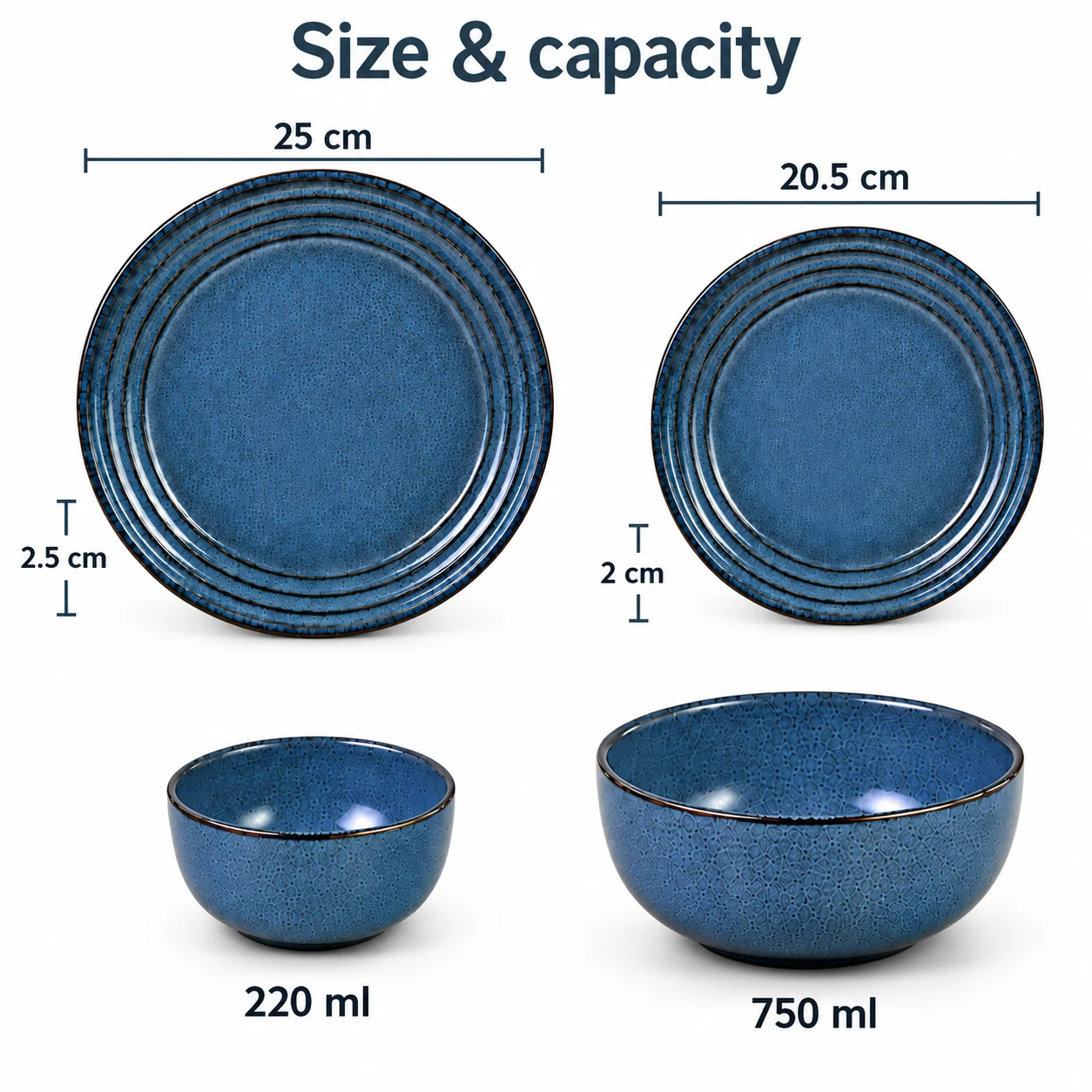 nestcase Stoneware Dinner Set of 20 Pieces – Blue - image 5