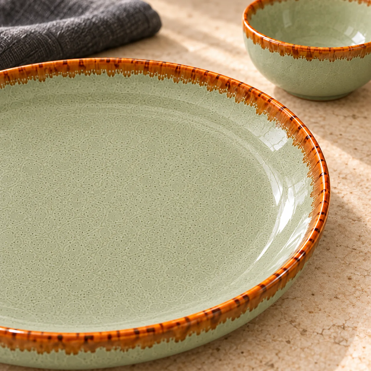 nestcase Stoneware Dinner Set of 14 Pieces – Sage Green - image 4