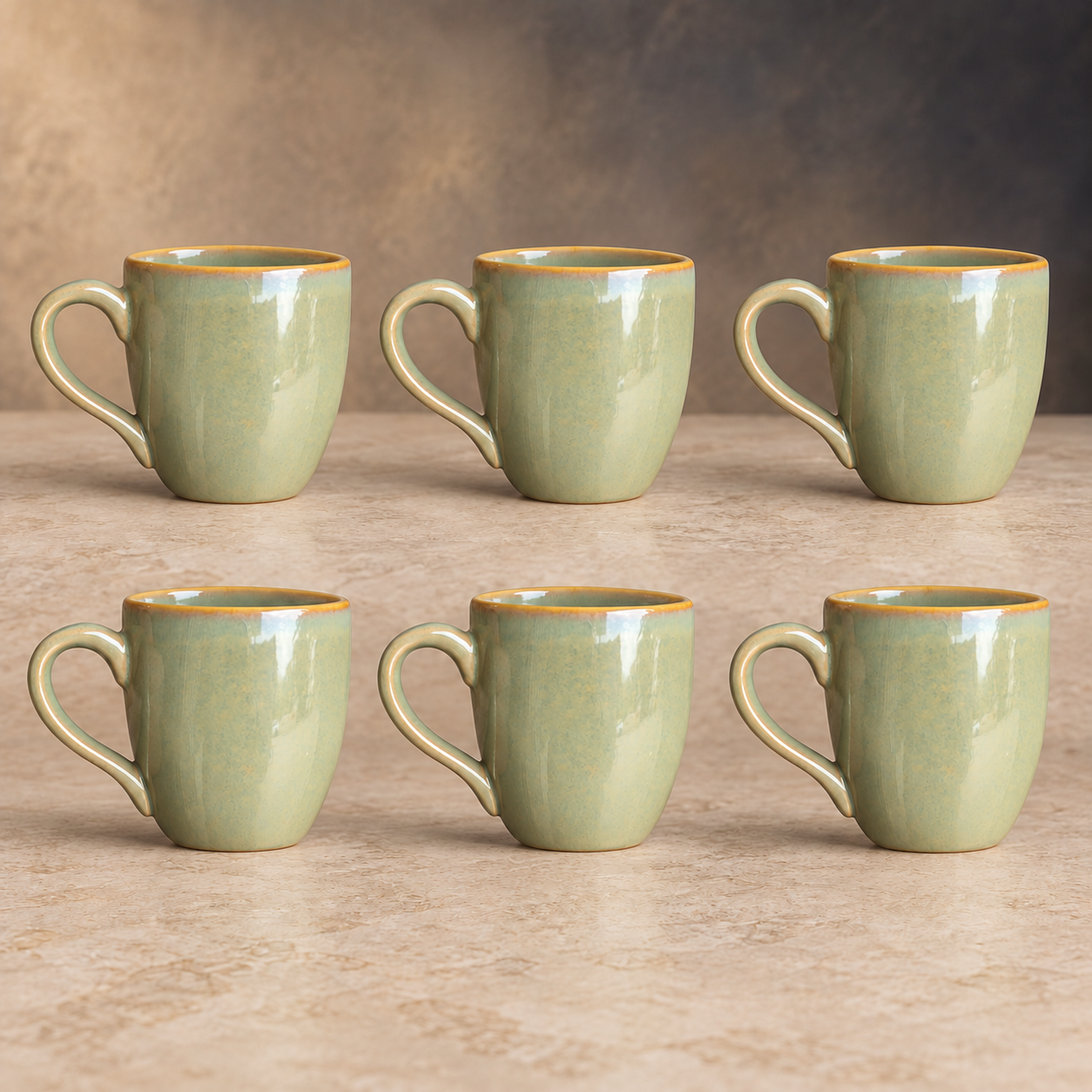nestcase Ceramic Tea & Coffee Mugs Set of 6 – Olive Green - image 1