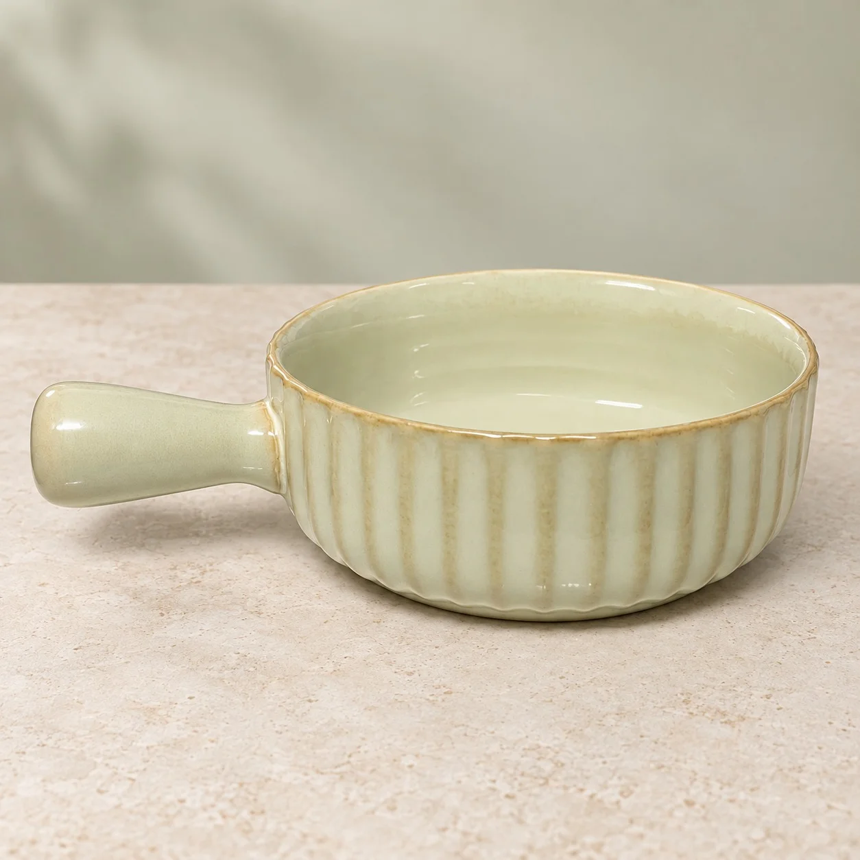 nestcase Porcelain Serving Bowl with Handle – Beige - image 1