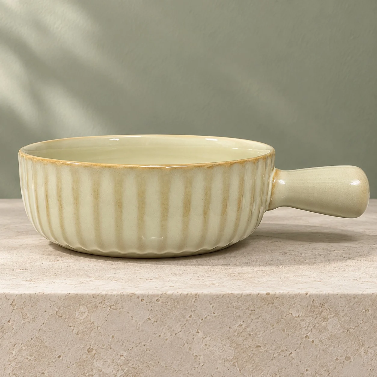 nestcase Porcelain Serving Bowl with Handle – Beige - image 2