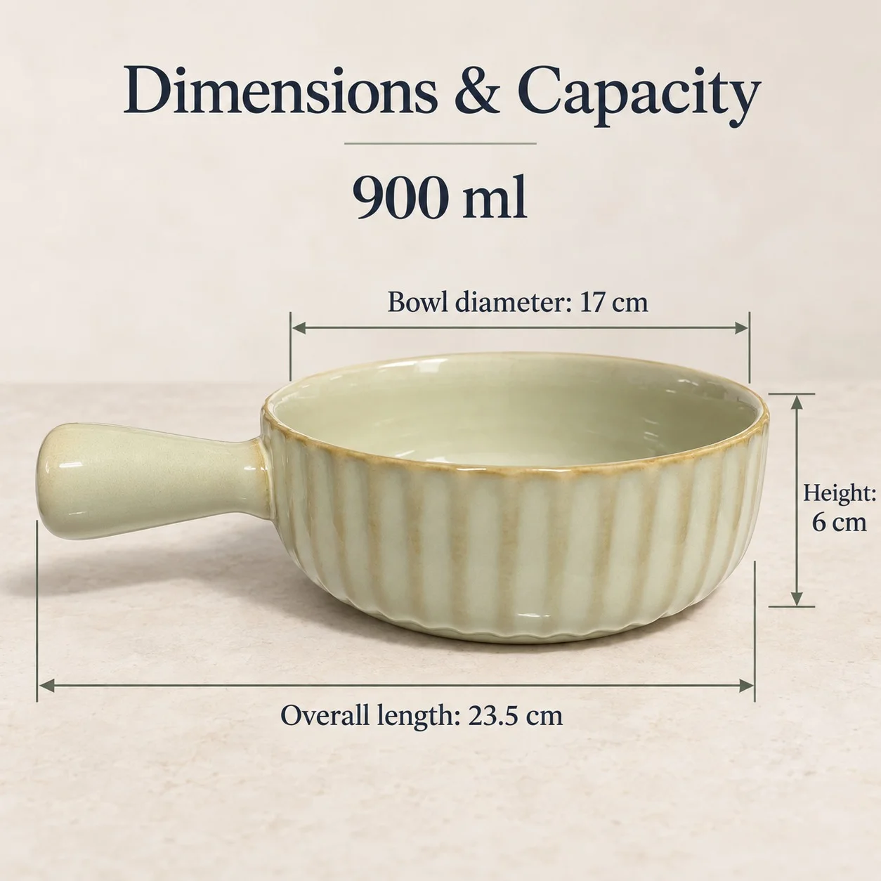 nestcase Porcelain Serving Bowl with Handle – Beige - image 4