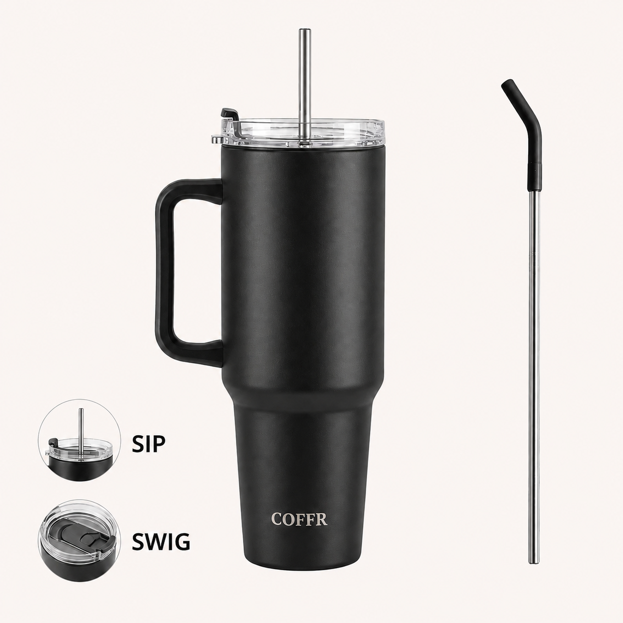 nestcase 304 Food Grade Stainless Steel Tumbler with Straw –  Black - image 1