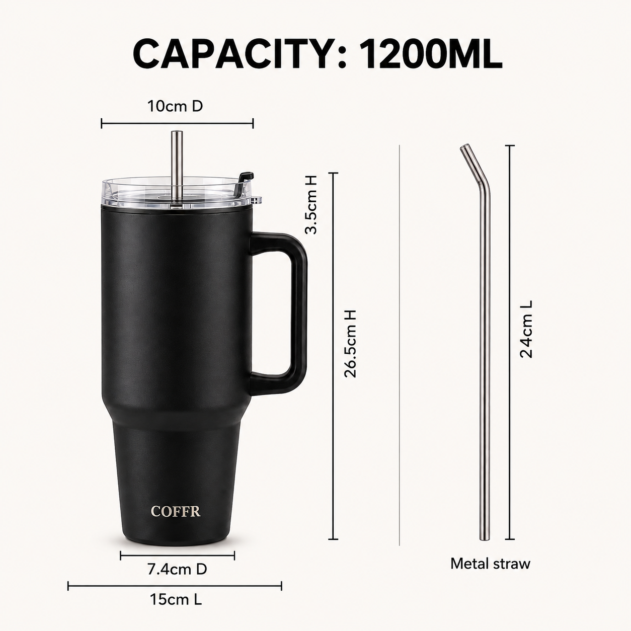 nestcase 304 Food Grade Stainless Steel Tumbler with Straw –  Black - image 5