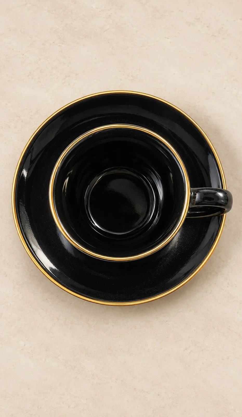 nestcase Black Tea & Coffee Cup with Saucer, Gold Rim, Glossy Finish 100 Ml - image 5